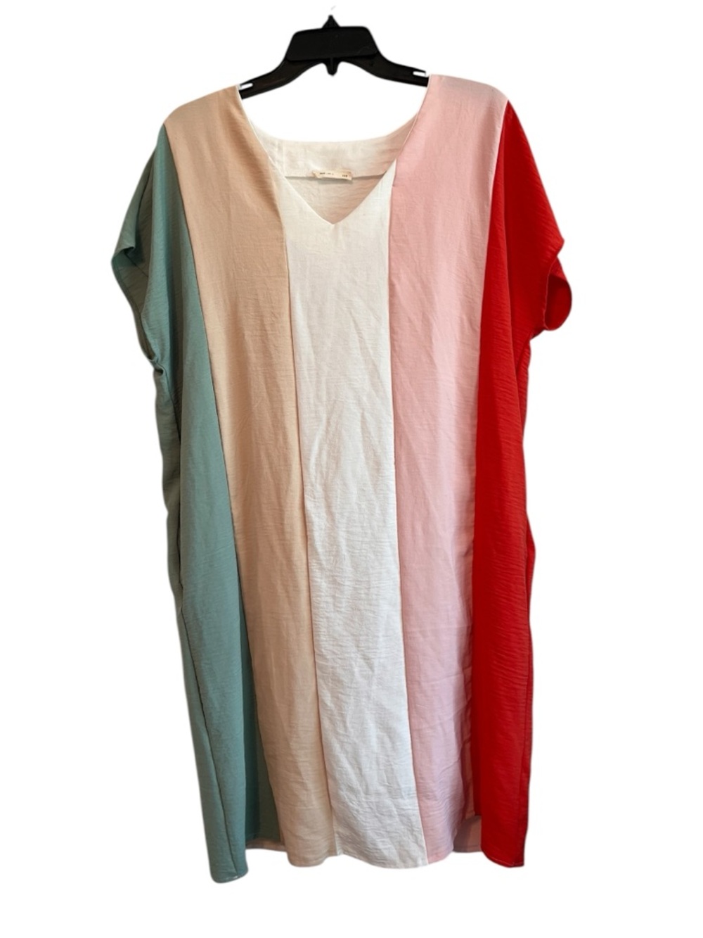 Reb in J Colorblock Tunic Dress XL Oversized Shift Boho Pastel Stripe Midi